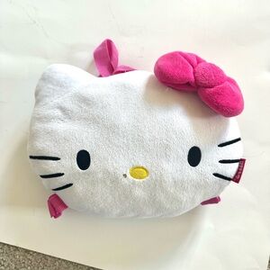 Sanrio Hello Kitty Head Shaped Plush Backpack 10x13" Hello Kitty Pink Bow Plush